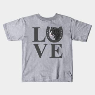 Black and White Gypsy Vanner Draft Horse LOVE Kids T-Shirt